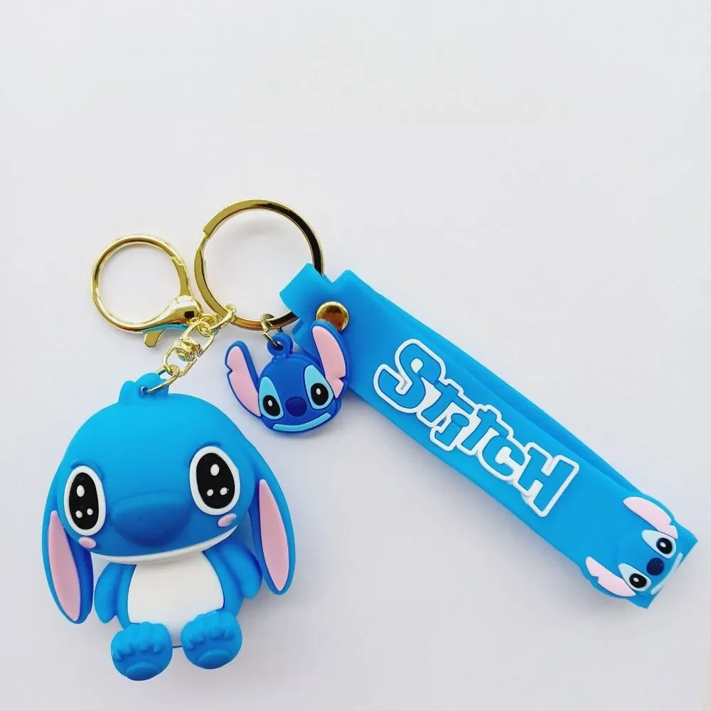 BLUE SAD STITCH Ears Down PVC Key Chain‎ Backpack STRAP Charm Silicone Rubber 3D